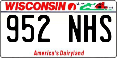 WI license plate 952NHS