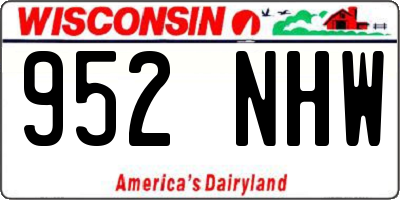WI license plate 952NHW