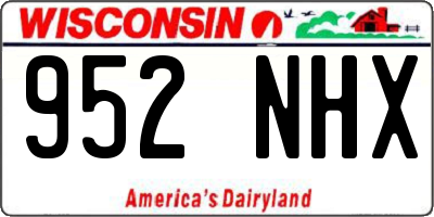 WI license plate 952NHX