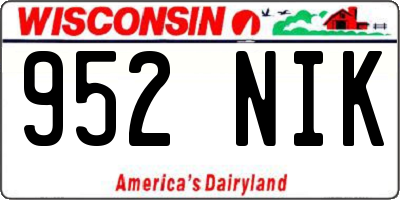 WI license plate 952NIK