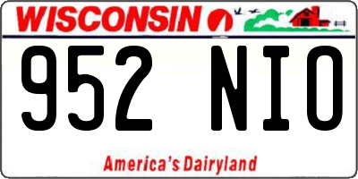 WI license plate 952NIO