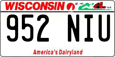 WI license plate 952NIU