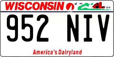 WI license plate 952NIV