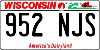 WI license plate 952NJS