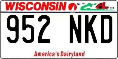 WI license plate 952NKD