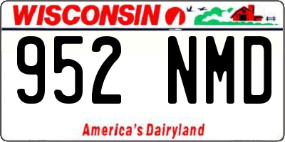 WI license plate 952NMD