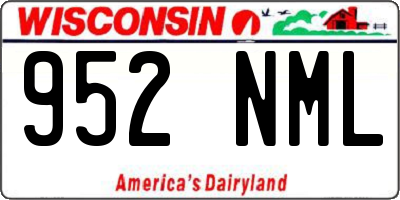 WI license plate 952NML