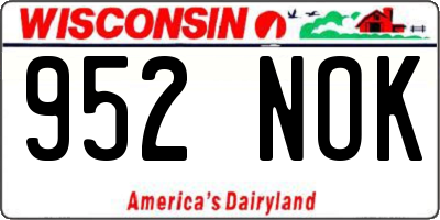WI license plate 952NOK
