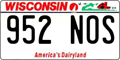WI license plate 952NOS
