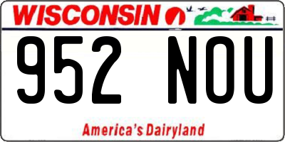 WI license plate 952NOU