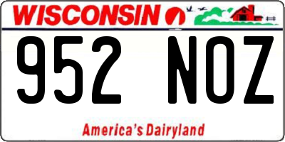 WI license plate 952NOZ