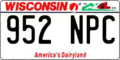 WI license plate 952NPC