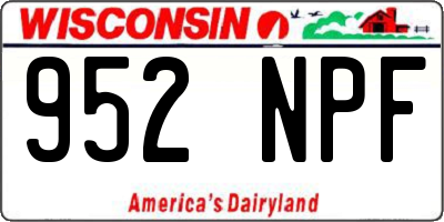 WI license plate 952NPF