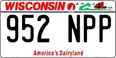 WI license plate 952NPP