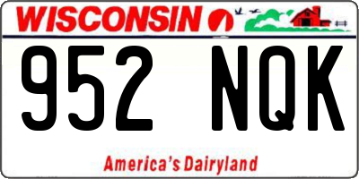 WI license plate 952NQK