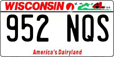 WI license plate 952NQS