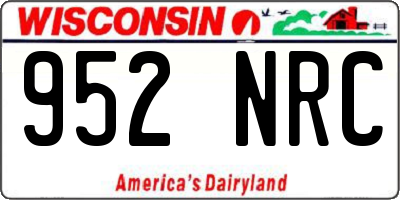 WI license plate 952NRC