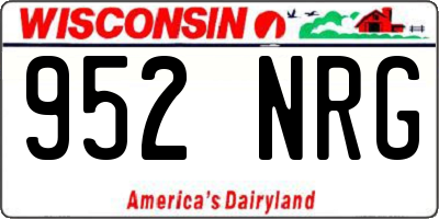 WI license plate 952NRG