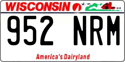 WI license plate 952NRM