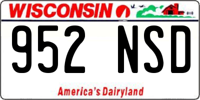 WI license plate 952NSD