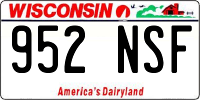 WI license plate 952NSF
