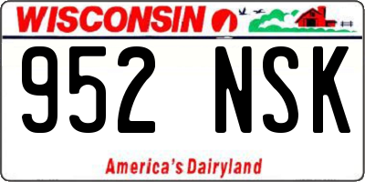 WI license plate 952NSK