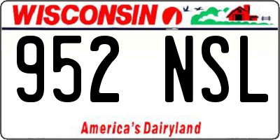 WI license plate 952NSL
