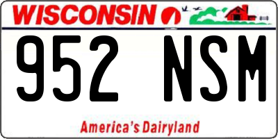 WI license plate 952NSM