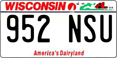WI license plate 952NSU