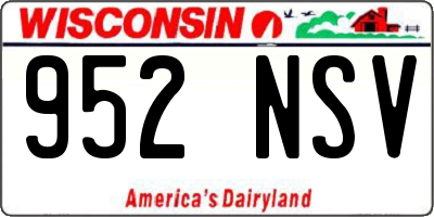 WI license plate 952NSV
