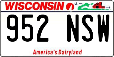 WI license plate 952NSW