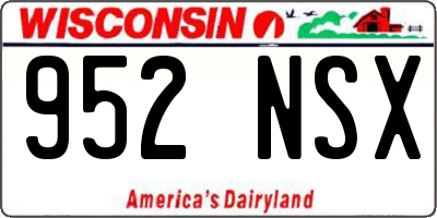 WI license plate 952NSX