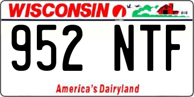 WI license plate 952NTF