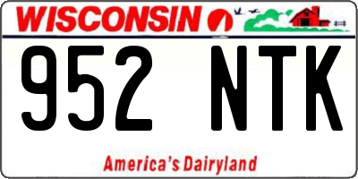 WI license plate 952NTK