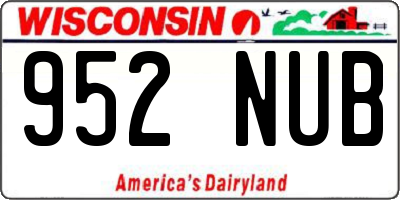 WI license plate 952NUB