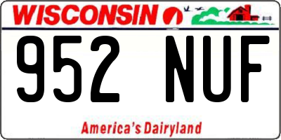 WI license plate 952NUF