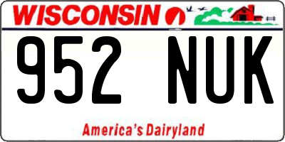 WI license plate 952NUK