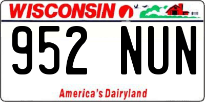 WI license plate 952NUN