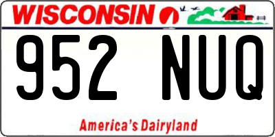 WI license plate 952NUQ
