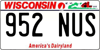 WI license plate 952NUS