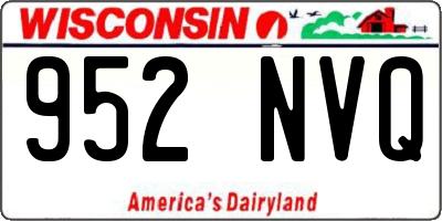WI license plate 952NVQ