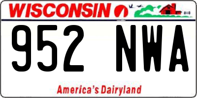WI license plate 952NWA