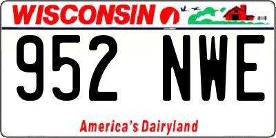 WI license plate 952NWE