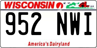 WI license plate 952NWI