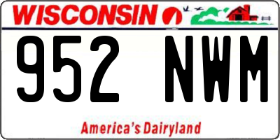 WI license plate 952NWM