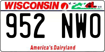 WI license plate 952NWO