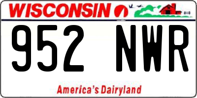 WI license plate 952NWR
