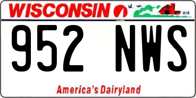 WI license plate 952NWS
