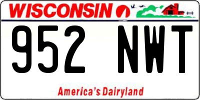 WI license plate 952NWT