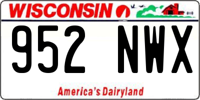 WI license plate 952NWX